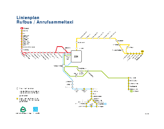 Linienplan für Rufbus und Anrufsammeltaxi in Bayreuth