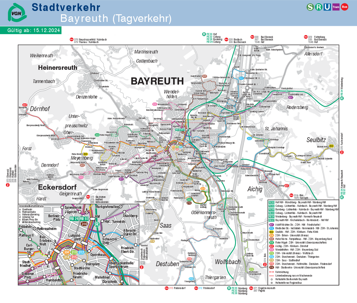 Linienplan Stadtverkehr Tag
