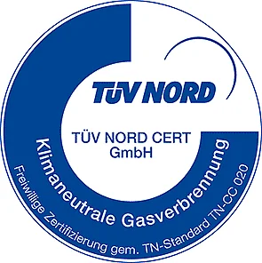 Siegel des TÜV NORD: Klimaneutrale Gasverbrennung Siegel des TÜV NORD: Klimaneutrale Gasverbrennung