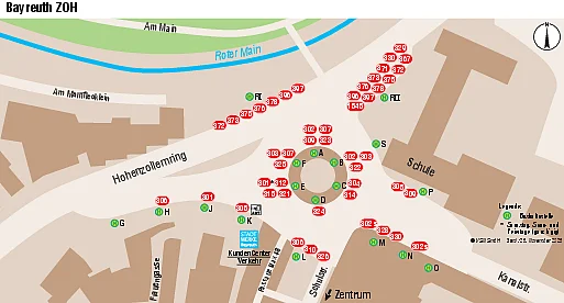 Haltestellenbelegung ZOH Bayreuth